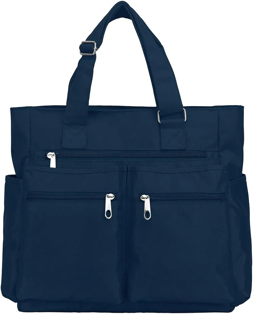 VOLGANIK ROCK Canvas Tote Bag Waterproof Nylon Multi Pocket Shoulder Bags Laptop Work Bag Teacher Purse Handbag for Women Men