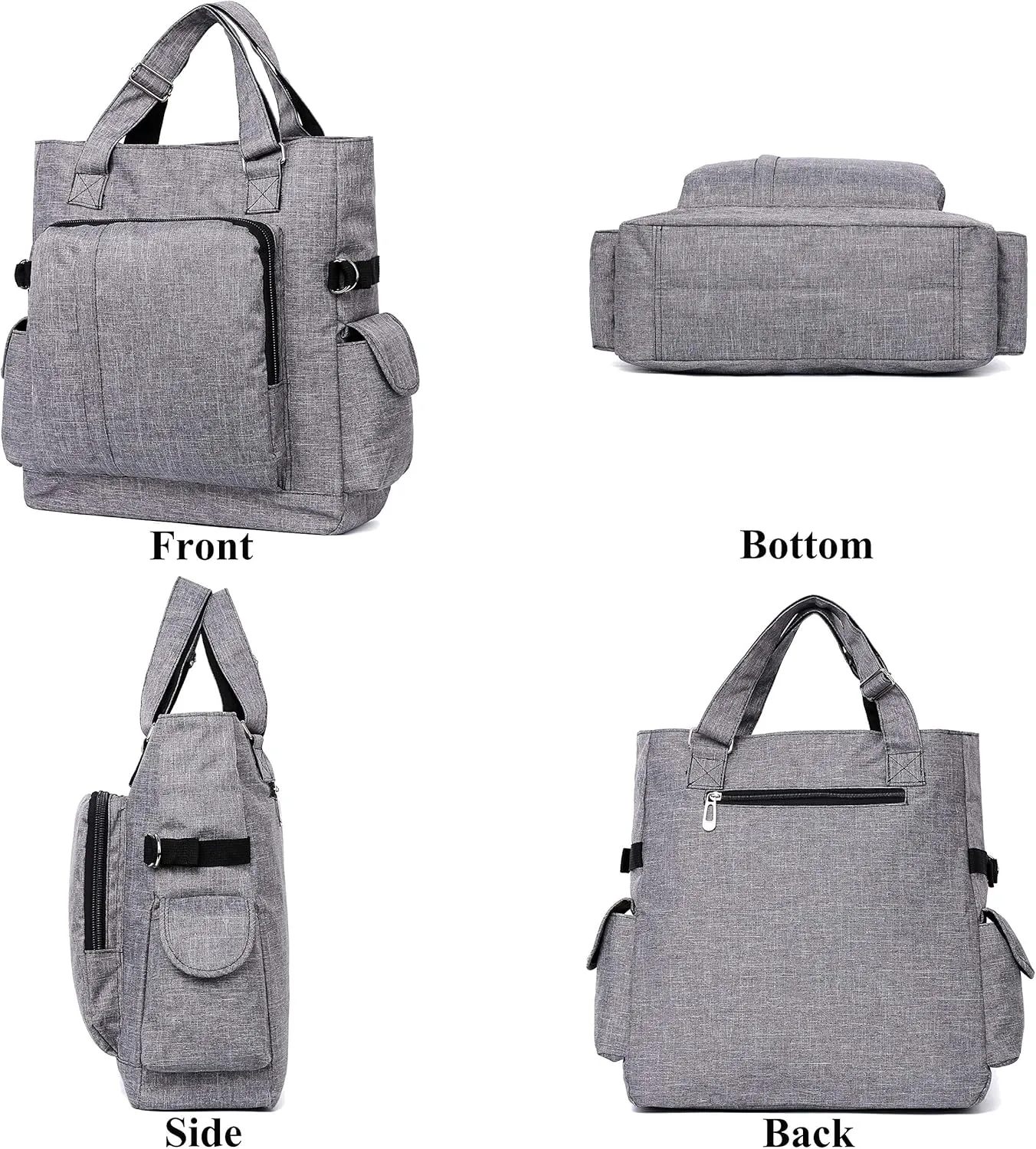 VOLGANIK ROCK Canvas Tote Bag Waterproof Nylon Multi Pocket Shoulder Bags Laptop Work Bag Teacher Purse Handbag for Women Men