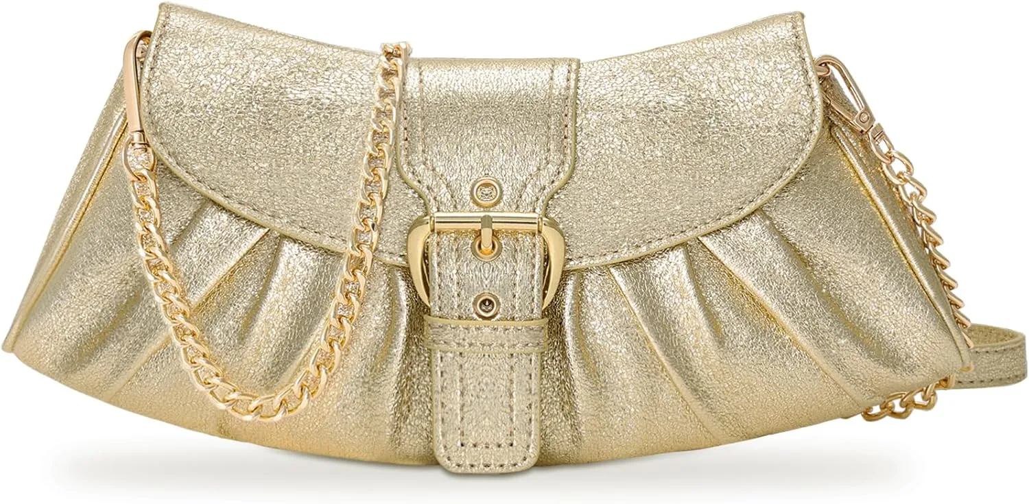 VX VONXURY Leather Clutch Purses for Women Convertible Crossbody Purses with Detachable Strap Handbag for Wedding Party