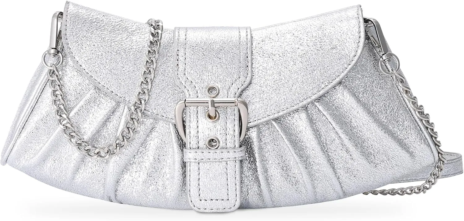 VX VONXURY Leather Clutch Purses for Women Convertible Crossbody Purses with Detachable Strap Handbag for Wedding Party