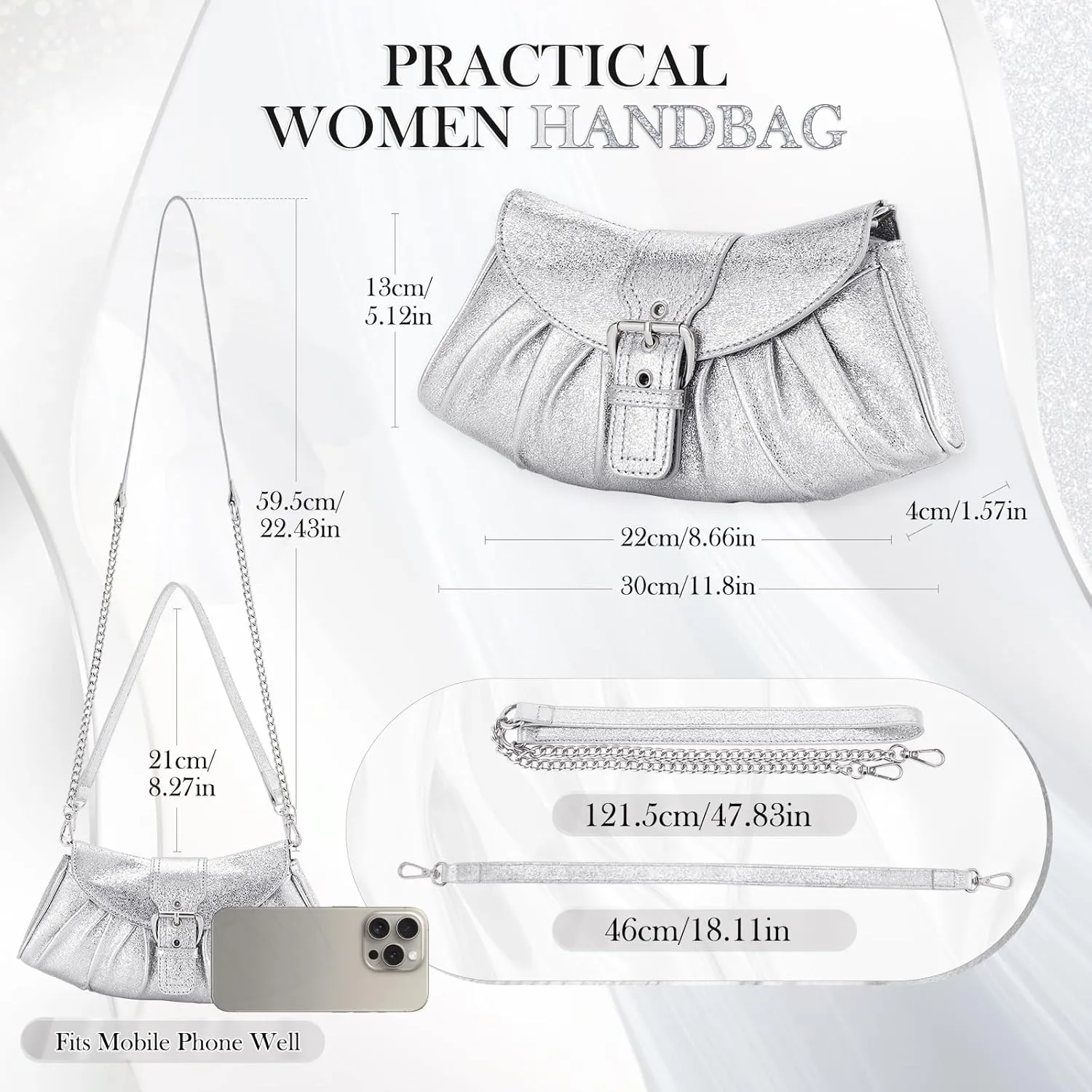 VX VONXURY Leather Clutch Purses for Women Convertible Crossbody Purses with Detachable Strap Handbag for Wedding Party