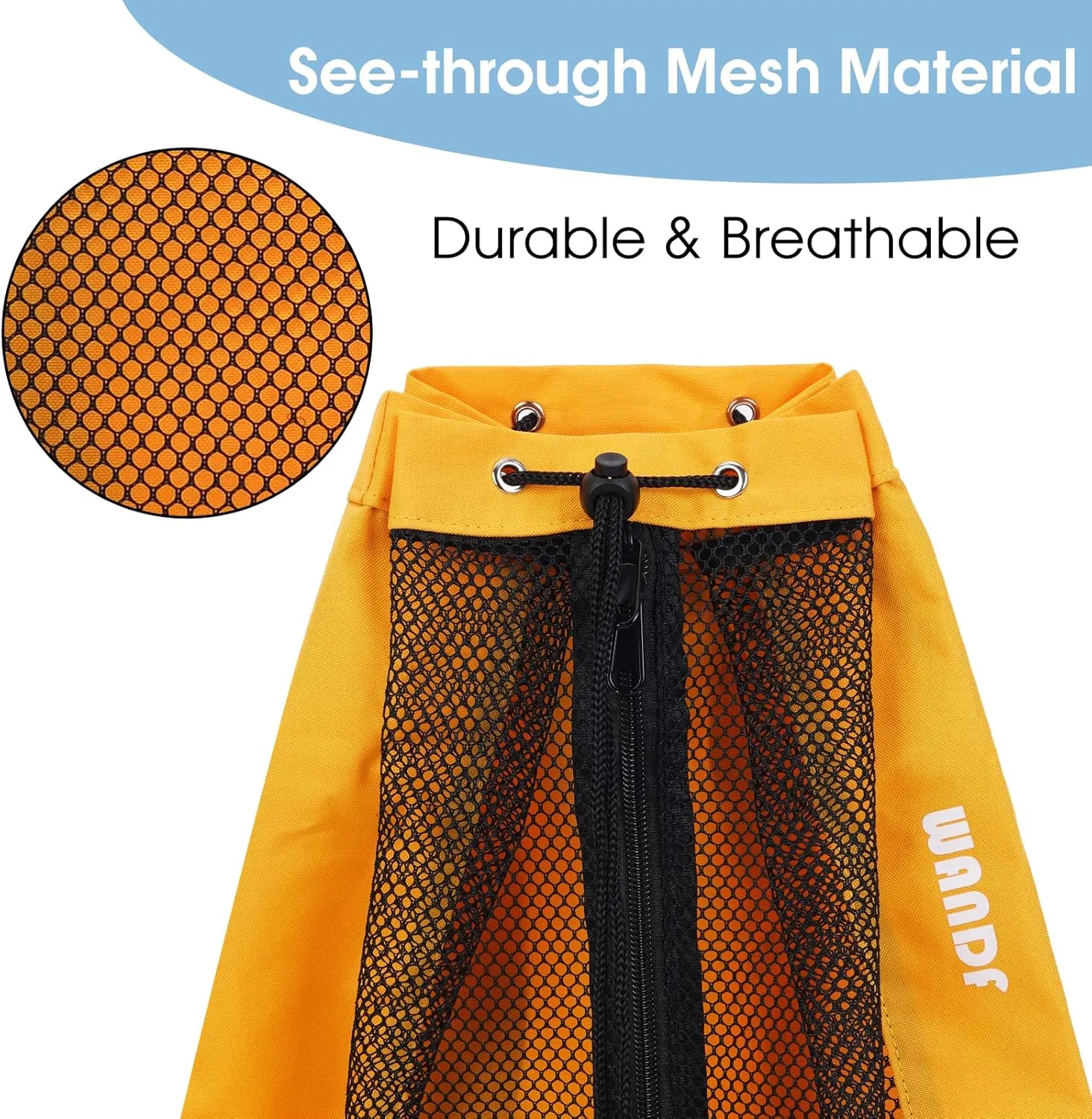 WANDF Swim Bag Mesh Drawstring Backpack Beach Backpack for Swimming, Gym, and Workout Gear