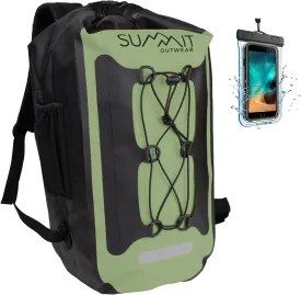 Waterproof Backpack Dry Bag Backpack with Roll Top Closure  Hiking Backpack  Dry Sack for Kayaking (Leaf Green, 35 Liter)