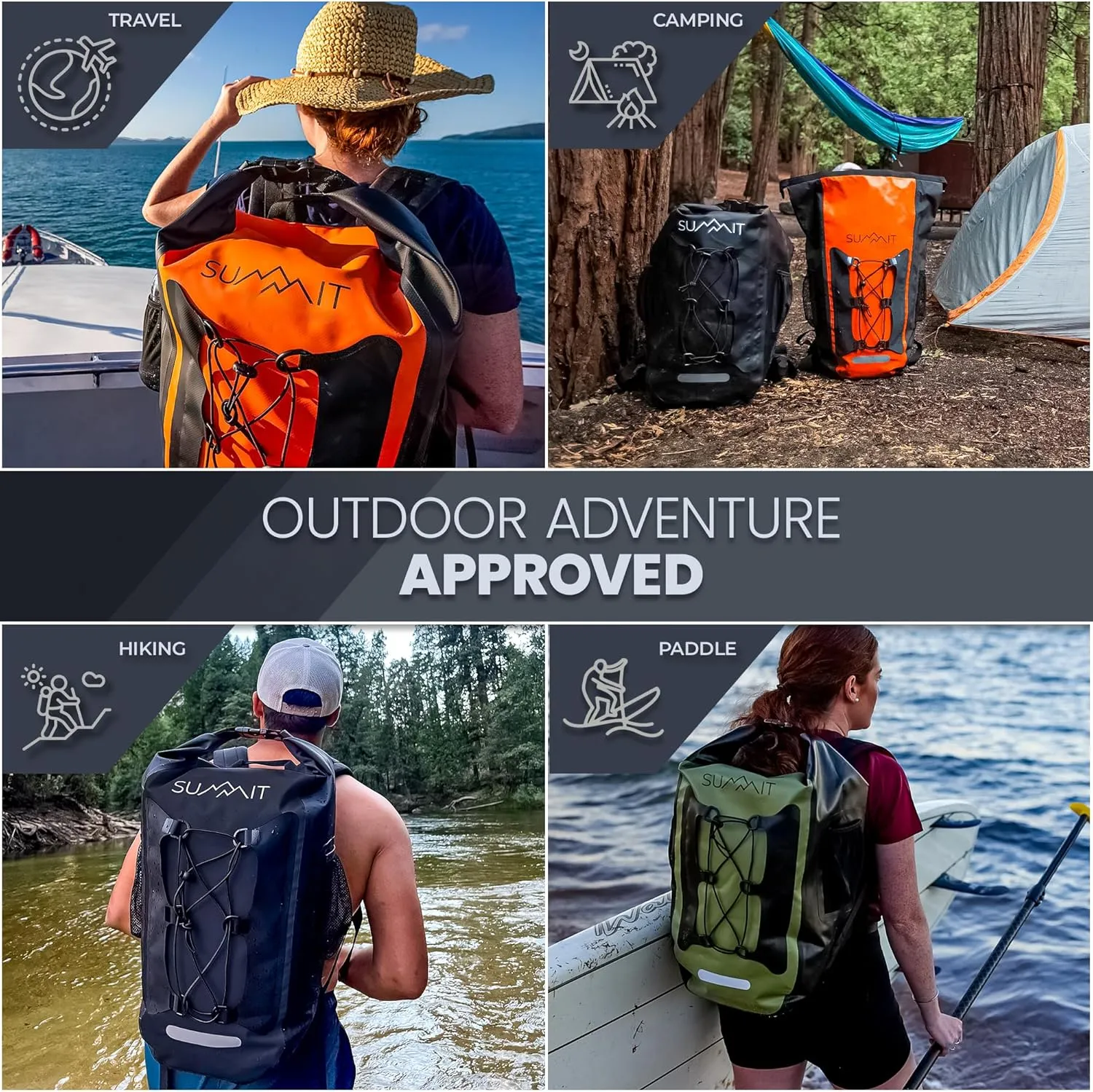 Waterproof Backpack Dry Bag Backpack with Roll Top Closure  Hiking Backpack  Dry Sack for Kayaking (Leaf Green, 35 Liter)