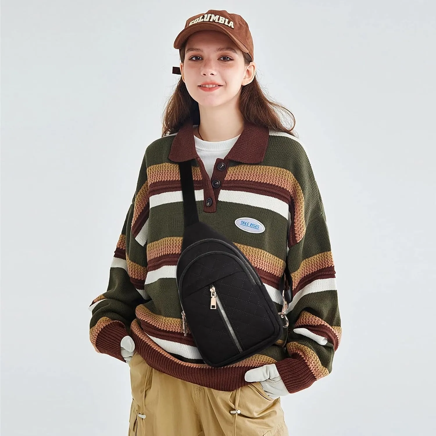 WESTBRONCO Sling Bag for Women Small Nylon Fanny Pack Lightweight Large-capacity Crossbody Bags