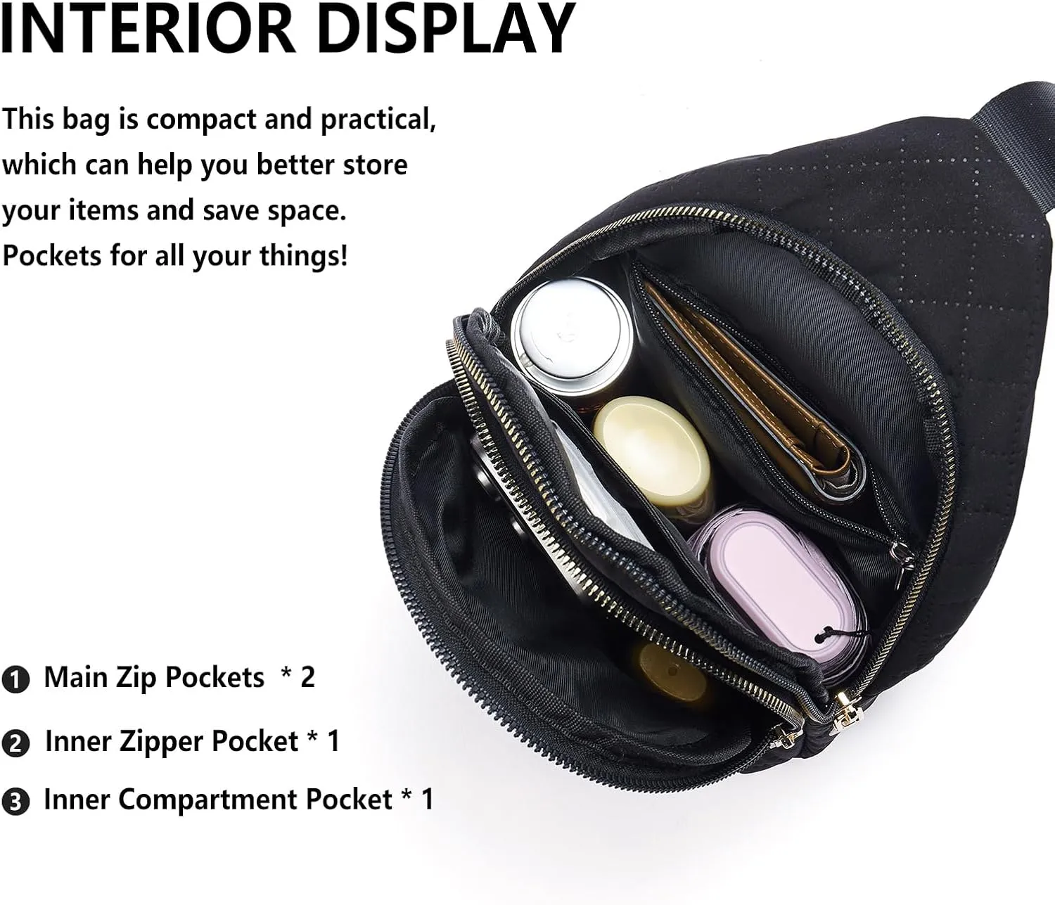 WESTBRONCO Sling Bag for Women Small Nylon Fanny Pack Lightweight Large-capacity Crossbody Bags
