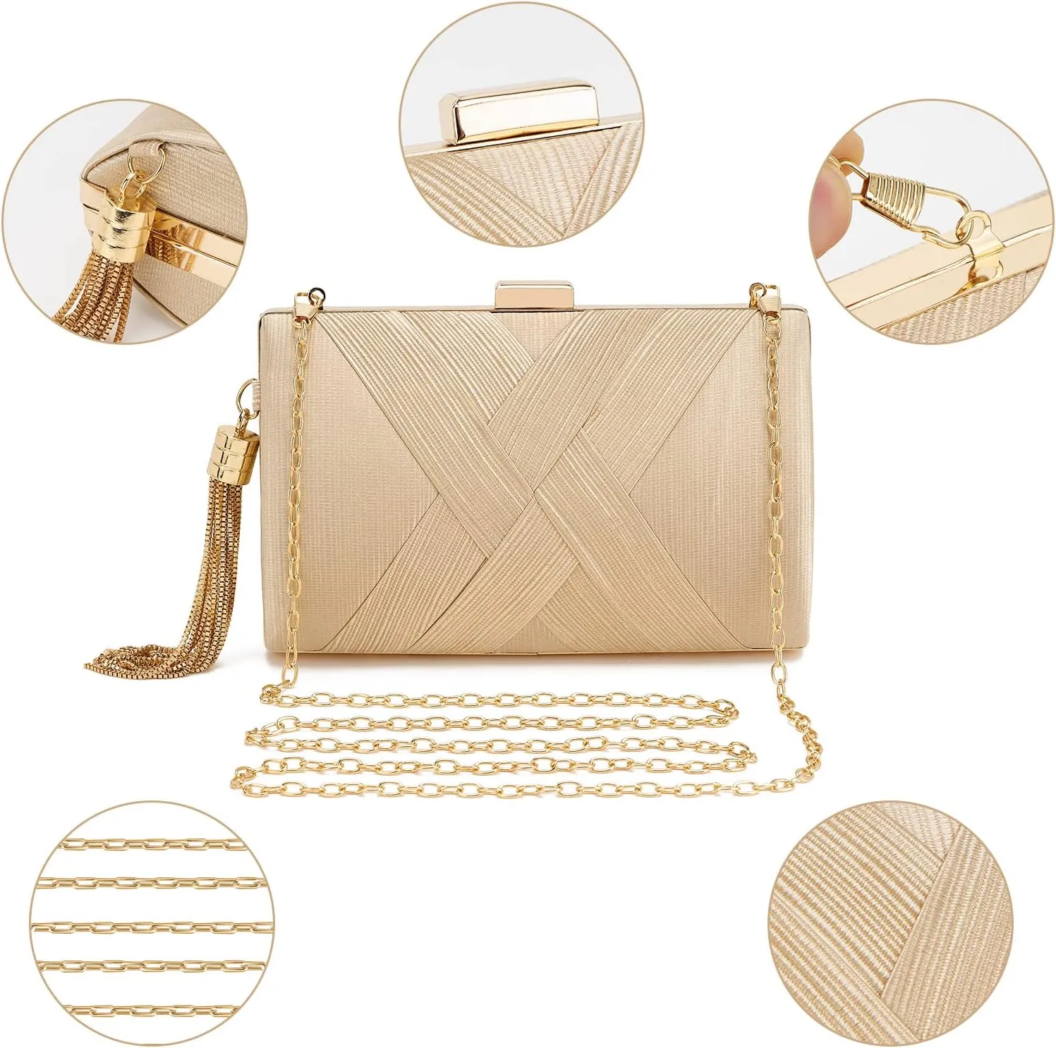 Women Clutch Bag Evening bag Fringed Evening Handbag,Lady Party Wedding Clutch Purse Chain Shoulder Cross Body Bag