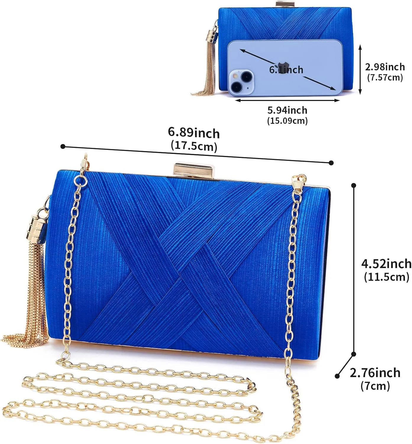 Women Clutch Bag Evening bag Fringed Evening Handbag,Lady Party Wedding Clutch Purse Chain Shoulder Cross Body Bag
