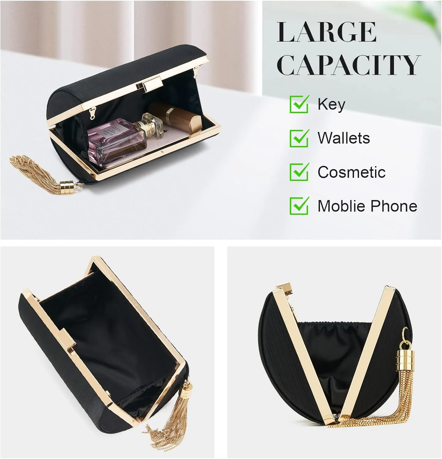 Women Clutch Bag Evening bag Fringed Evening Handbag,Lady Party Wedding Clutch Purse Chain Shoulder Cross Body Bag