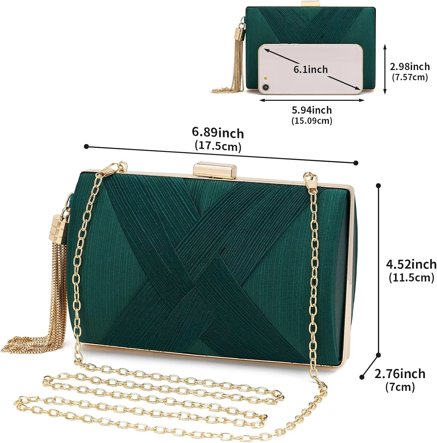 Women Clutch Bag Evening bag Fringed Evening Handbag,Lady Party Wedding Clutch Purse Chain Shoulder Cross Body Bag