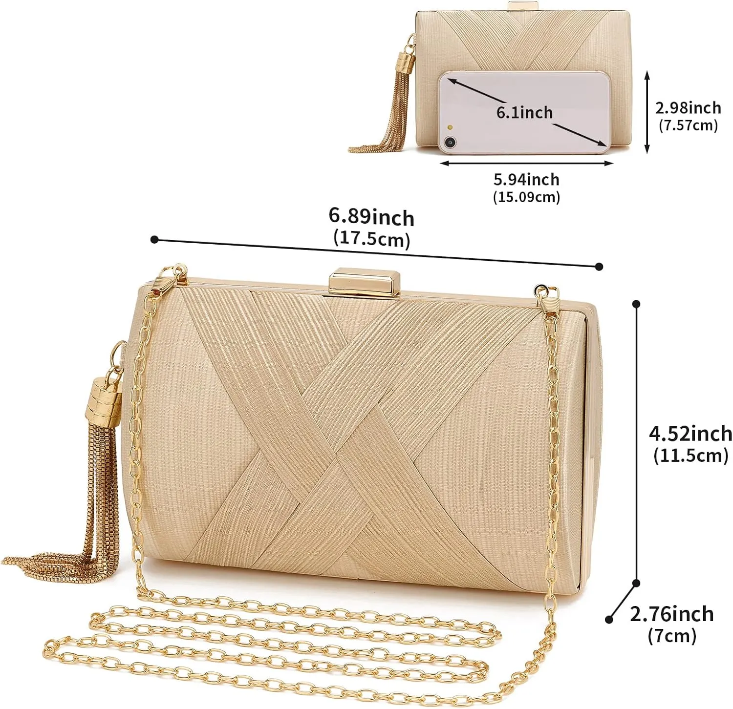 Women Clutch Bag Evening bag Fringed Evening Handbag,Lady Party Wedding Clutch Purse Chain Shoulder Cross Body Bag