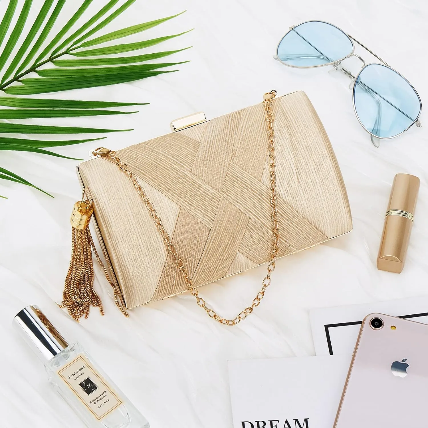 Women Clutch Bag Evening bag Fringed Evening Handbag,Lady Party Wedding Clutch Purse Chain Shoulder Cross Body Bag