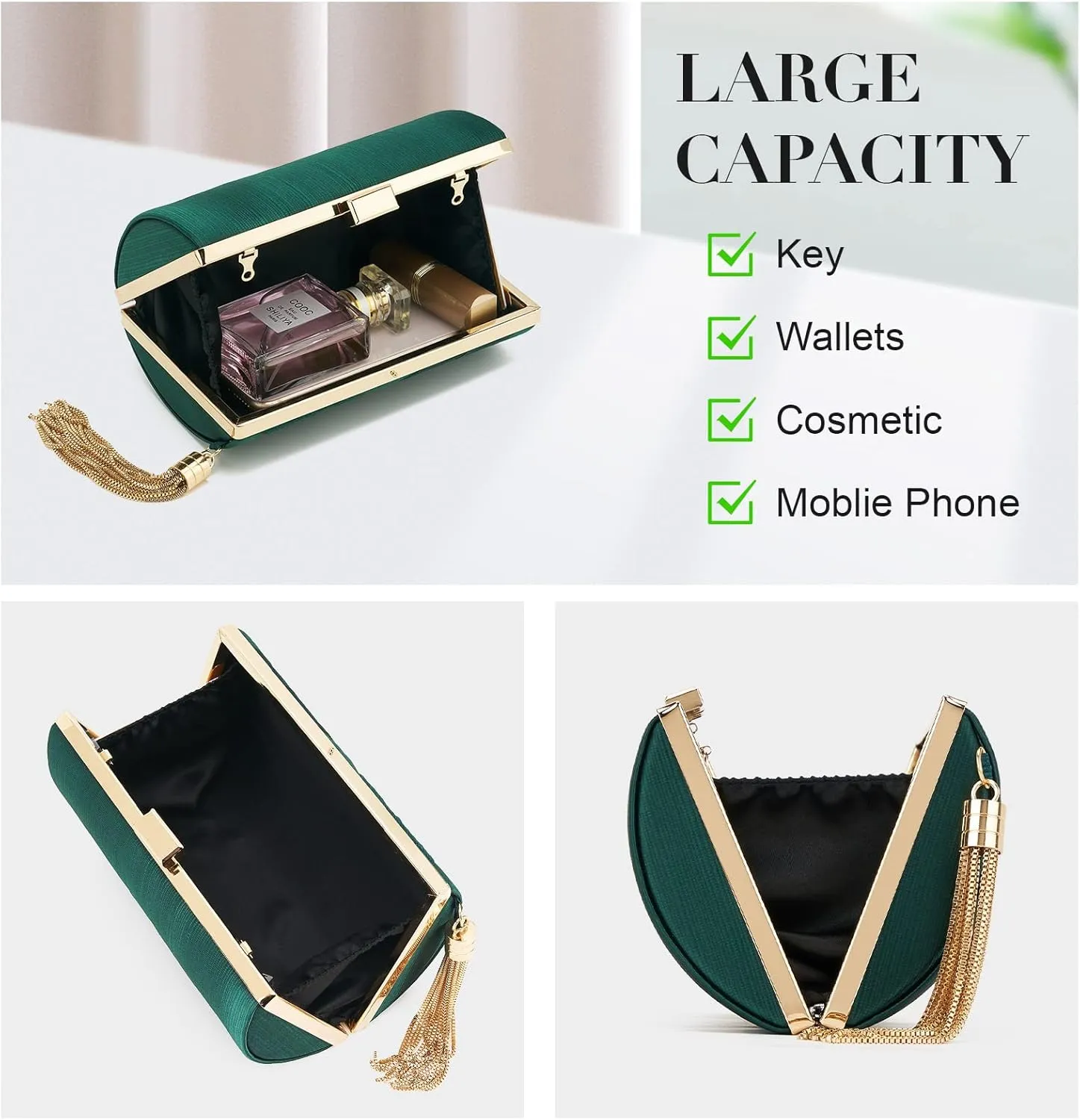Women Clutch Bag Evening bag Fringed Evening Handbag,Lady Party Wedding Clutch Purse Chain Shoulder Cross Body Bag