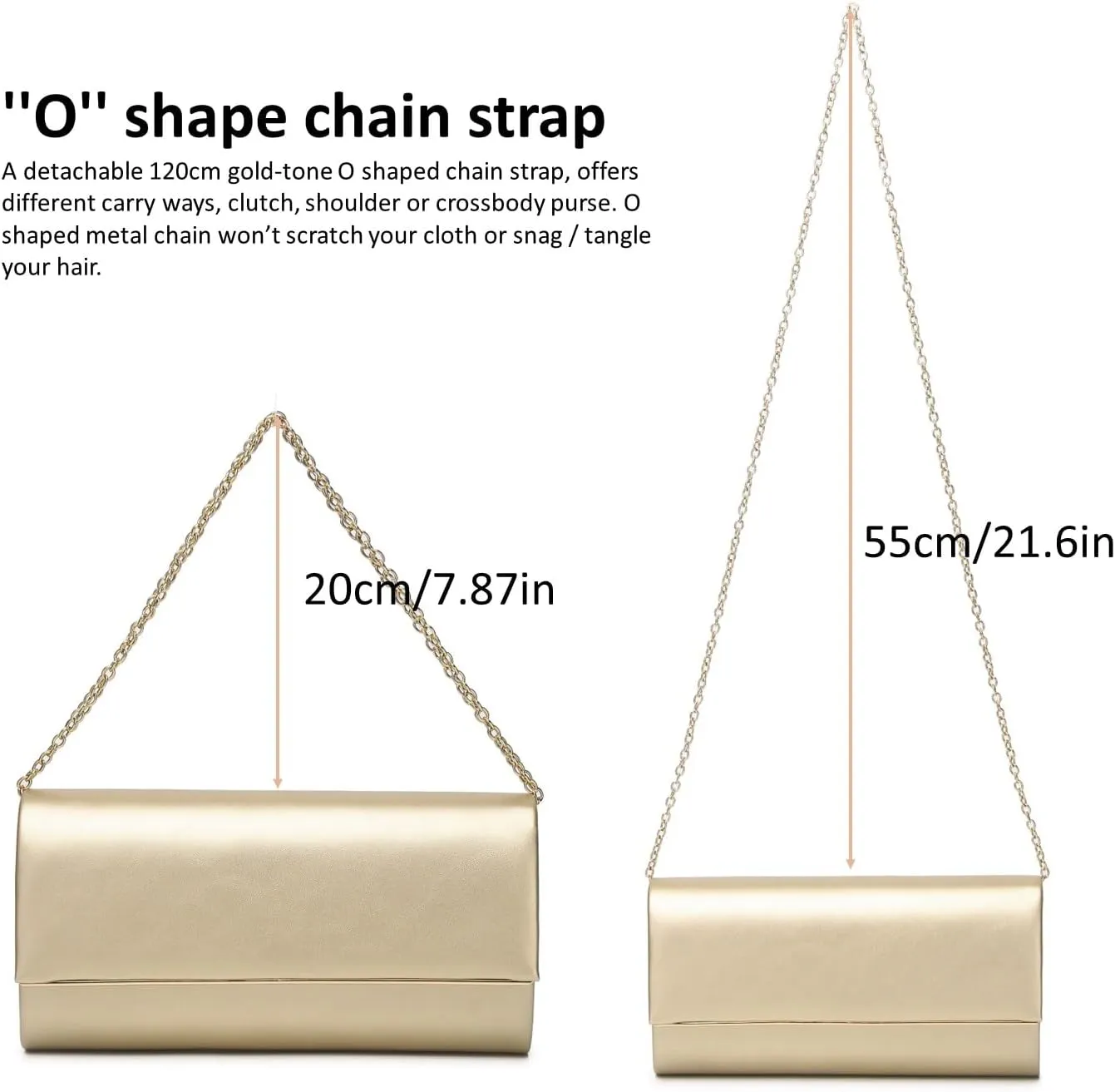 Women Evening Bag Vegan Leather Clutch Purse Shoulder Crossbody Envelope Bag for Party Wedding Prom Bridal