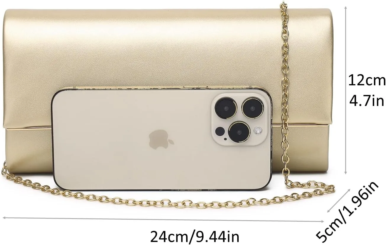 Women Evening Bag Vegan Leather Clutch Purse Shoulder Crossbody Envelope Bag for Party Wedding Prom Bridal