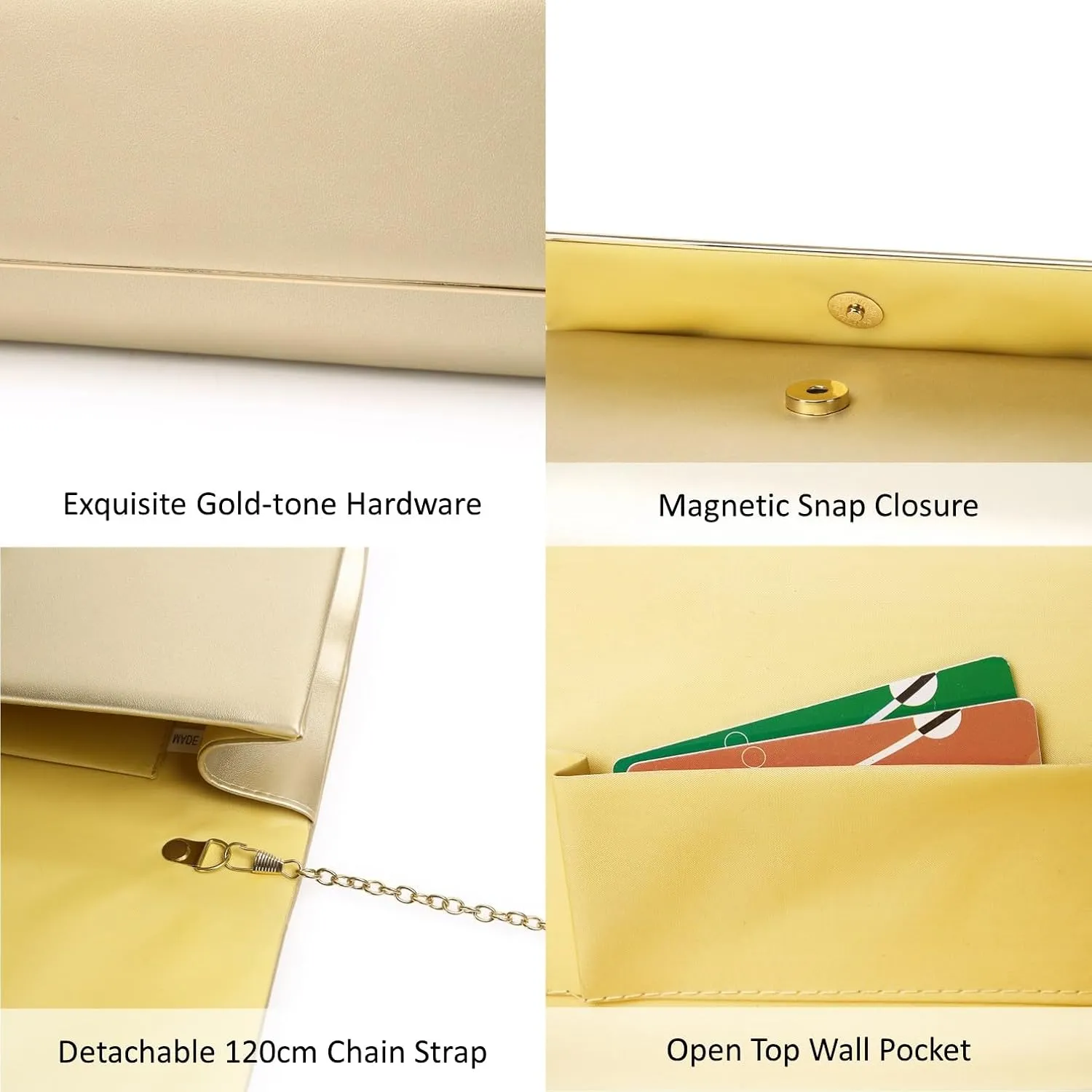 Women Evening Bag Vegan Leather Clutch Purse Shoulder Crossbody Envelope Bag for Party Wedding Prom Bridal