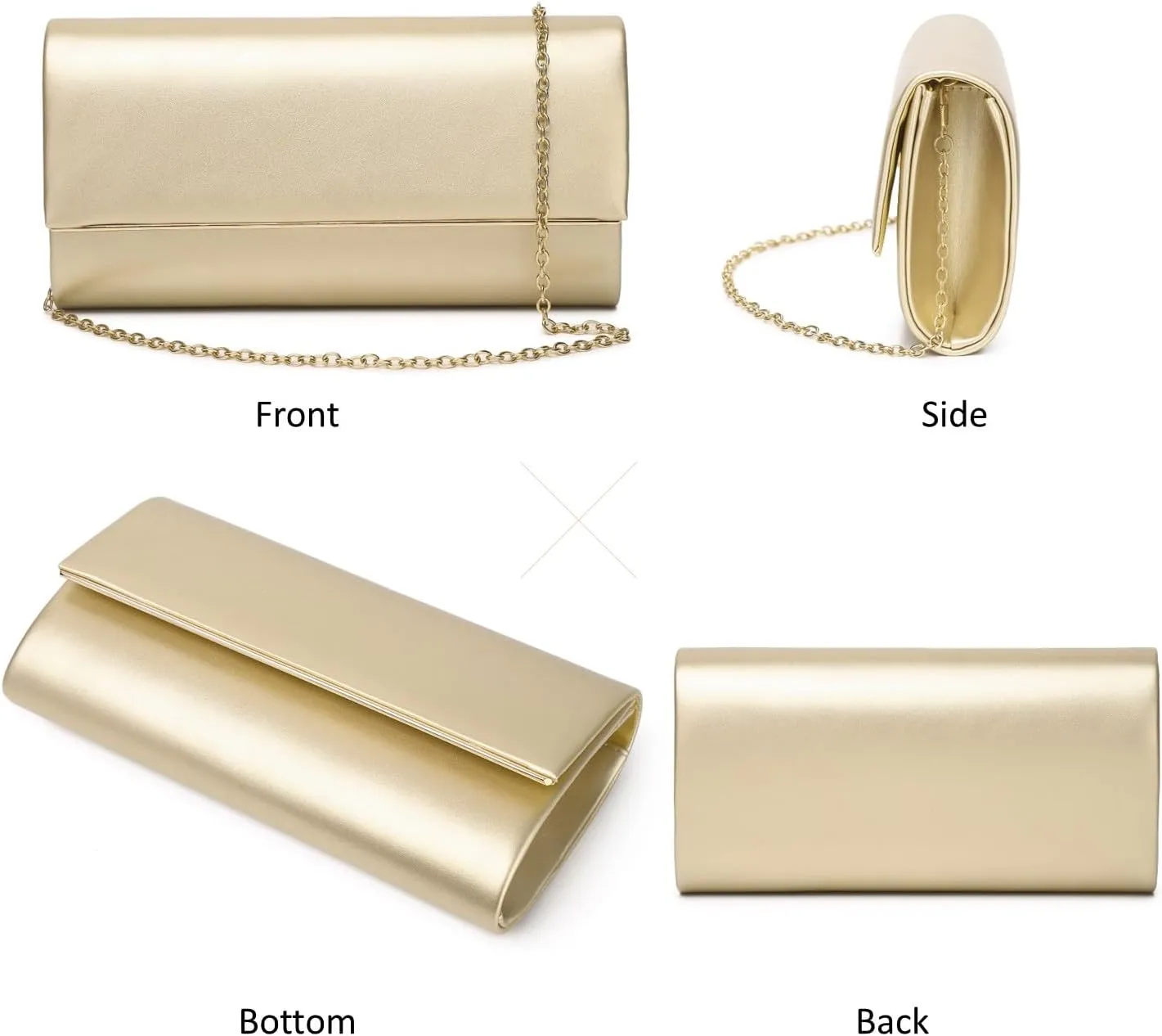 Women Evening Bag Vegan Leather Clutch Purse Shoulder Crossbody Envelope Bag for Party Wedding Prom Bridal