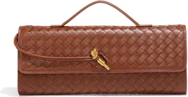 Women's for Woven Evening Bags Vegan Leather Clutch Handbags, Trendy Crossbody Bag Clutch Purses