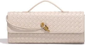 Women's for Woven Evening Bags Vegan Leather Clutch Handbags, Trendy Crossbody Bag Clutch Purses
