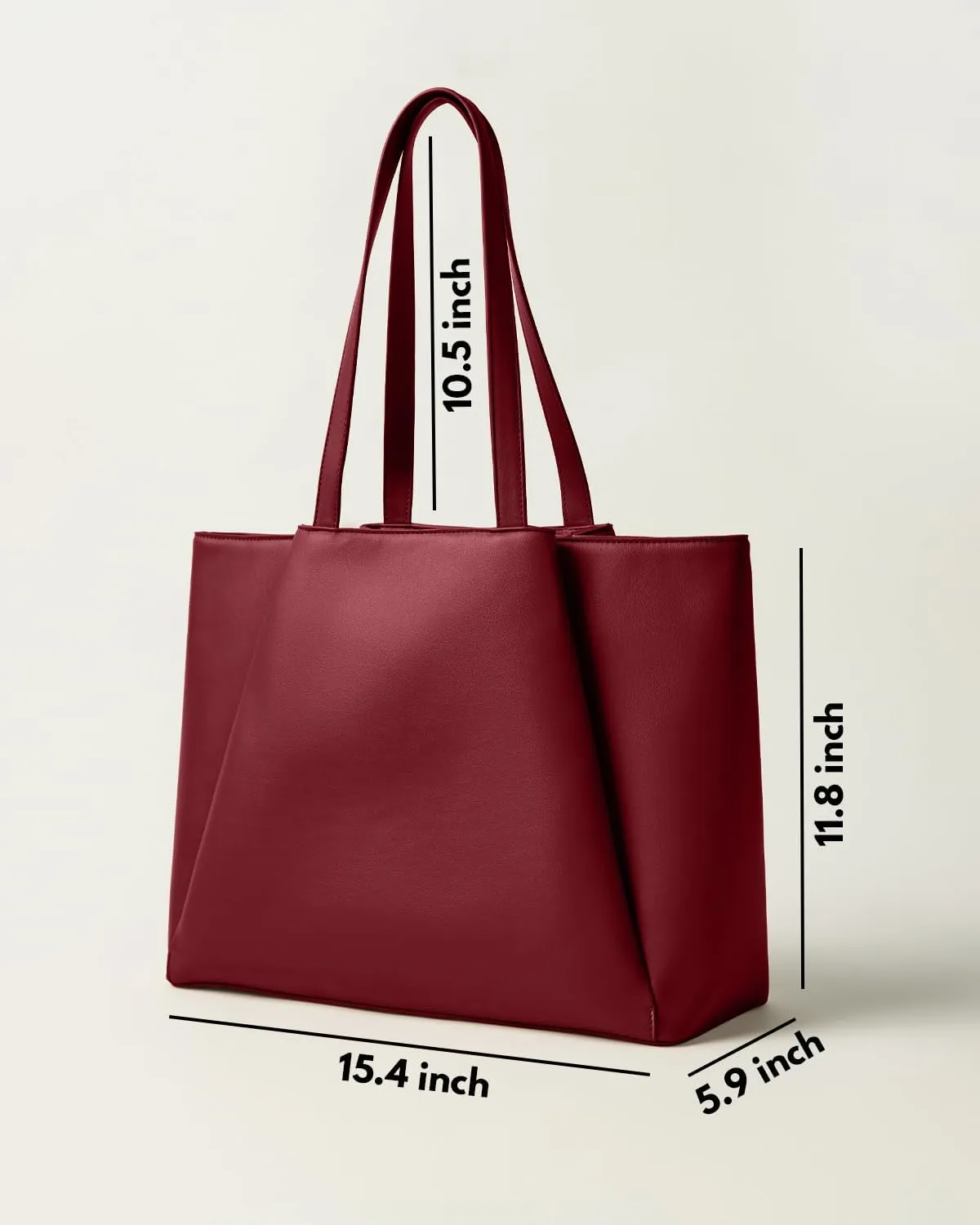 Work Tote Bags for Women 15.6 Inch - Laptop Tote Bag with Zip Compartments - Large PU Leather Office Purse Computer Briefcase