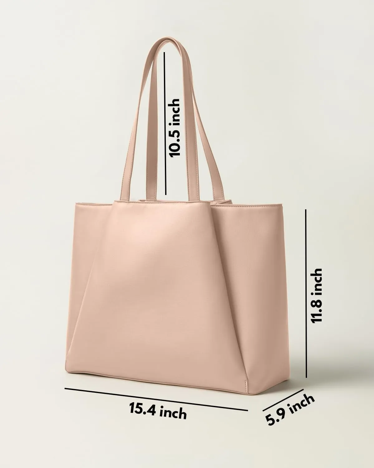 Work Tote Bags for Women 15.6 Inch - Laptop Tote Bag with Zip Compartments - Large PU Leather Office Purse Computer Briefcase