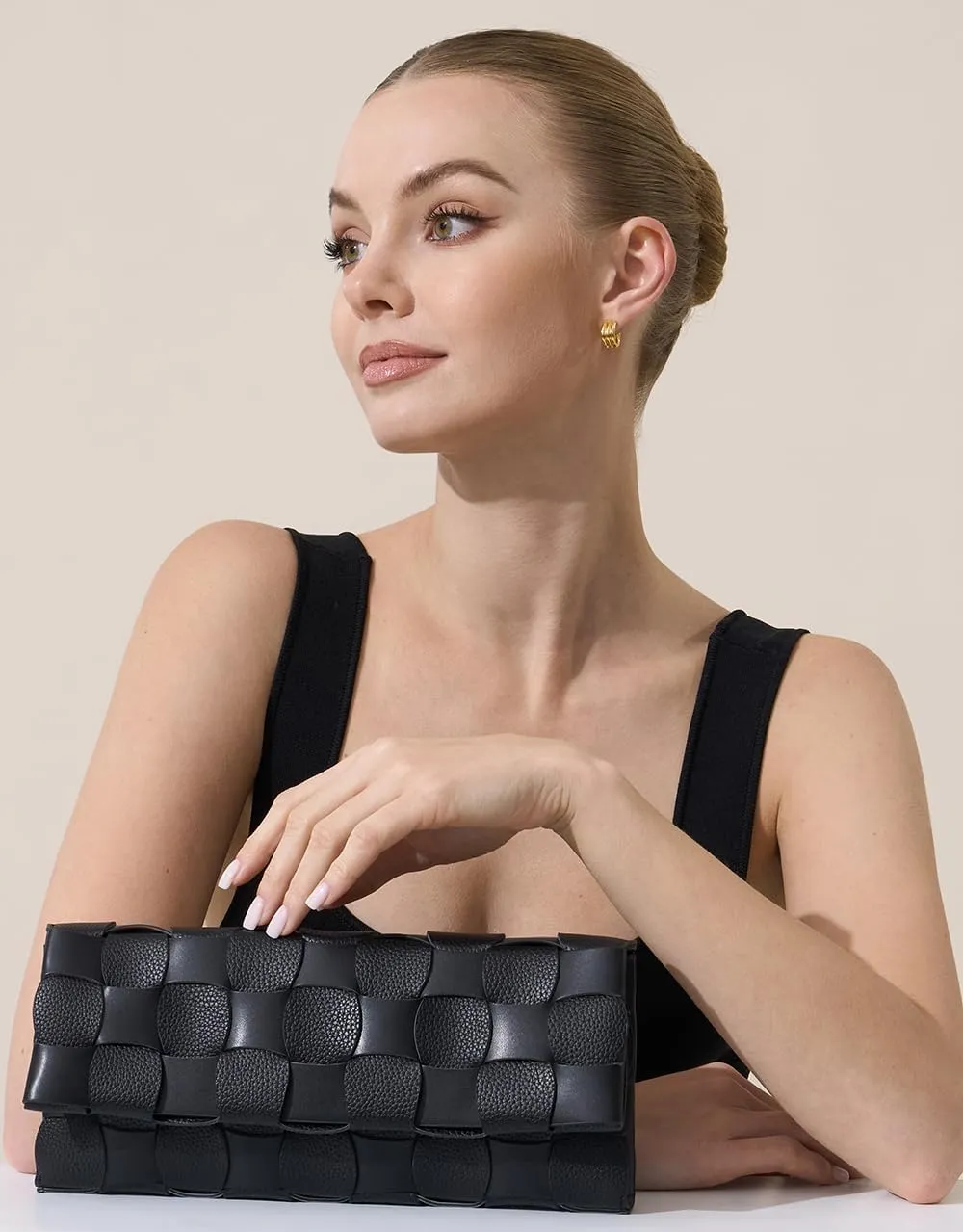 Woven Evening Clutch Purses for Women, PU Crossbody Shoulder Purse Handbag for Evening, Formal Events, Wedding, Party