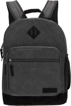 Wrangler Yellowstone Western-Style Backpack Coated Canvas Water Resistant Casual Daypack for Travel, Class, Everyday Use with Padded Laptop Notebook Sleeve (Dark Gray)