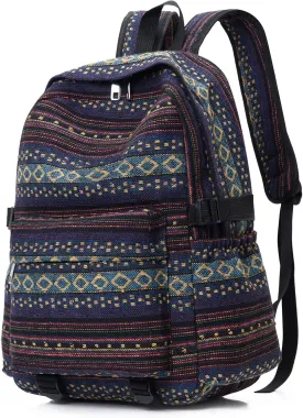 Yaopeing Casual Backpack for Women,Vintage Unique Style Fashion Backpacks Purse, Boho Ethnic Handbag Shoulder Bag,Dark blue