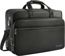 Ytonet Gaming Laptop Briefcase 18 Inch, Expandable Extra Large Case for Computer, Water Resistant Bag for Men With Luggage Strap, Work Travel Carrying Case, Black